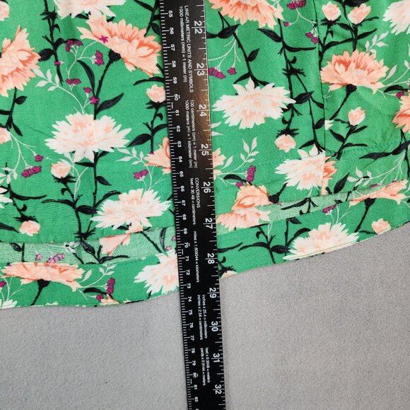 Old Navy Blouse Tunic Women's Large Green Floral Print Peasant Cottage Prairie - Picture 6 of 9